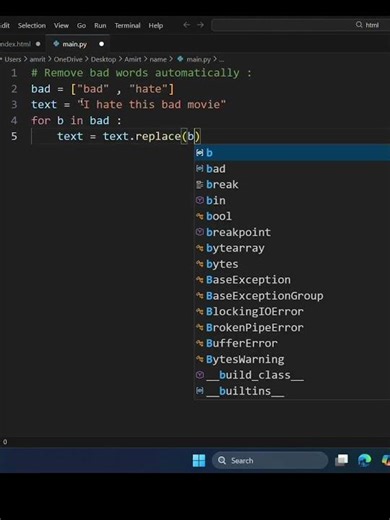Removes bad words automatically #shorts #python #programming