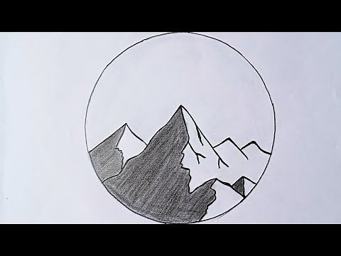 How to Draw Mountain In Circle (Mount Everest) Pencil Drawing