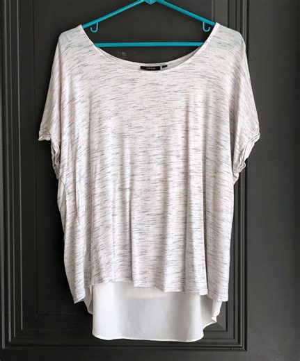 Ivory & Gray Marled Knit Blouse With Shirttail Hem - Etsy