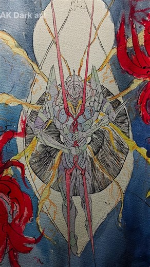Ink and watercolor EVA UNIT 01 Drawing. 🟣🟢 #neongenesisevangelion