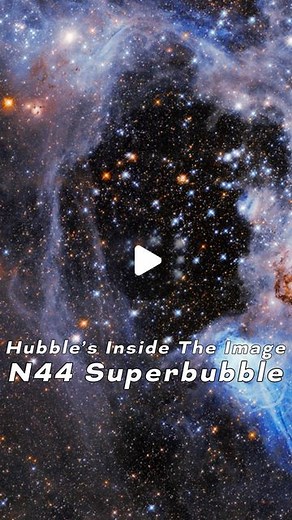 Hubble Space Telescope on Instagram: "Let’s go inside the image!  #OTD last year, we released a new Hubble image of N44! This spectacular, complex nebula contains a mysterious starry gap known as a superbubble. Find out more in this video! #NASA #Hubble #OnThisDay #stars #space #nebula #astronomy #science #video #universe"