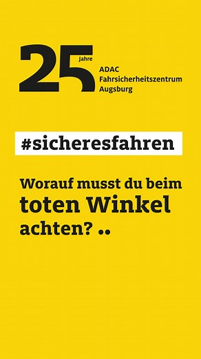 Wie gefährlich ist der Tote Winkel? 🚗 Wir haben die Antworten auf diese und viele weitere Fragen rund um die Sicherheit auf den Straßen!Buche jetzt dein Fahrsicherheitstraining beim ADAC Fahrsicherheitszentrum Augsburg. Wir machen dich zum Pro auf den Straßen! 👍#sicheresfahren #augsburg #südbayern #adac #adacfahrtraining #fahrsicherheitstraining #toterwinkel