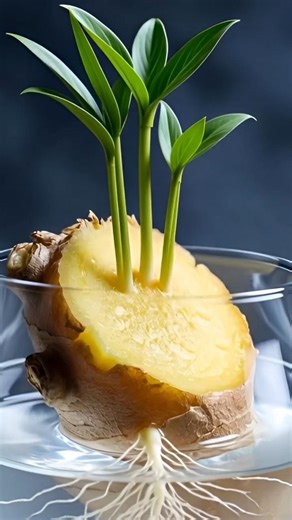 Ginger Growth Timelapse 🌱 From Kitchen Scrap to Living Plant in Water 💧 #music #shorts