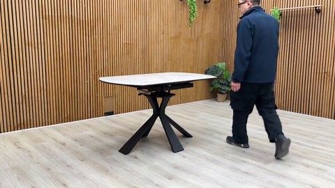 Furniture Village 'crete' White Ceramic Top 80cm Round Swivel Extending Dining Table - Etsy