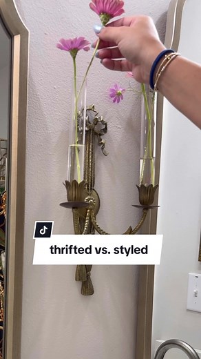 DIY Thrifted Candle Sconce Flower Vase | Upcycling Home Decor Ideas