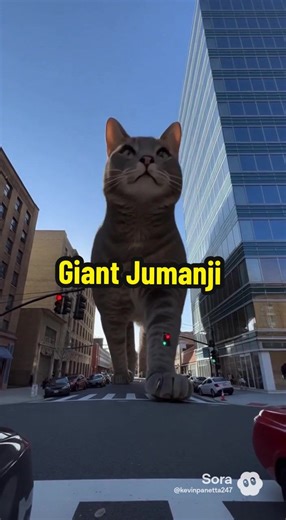 I uploaded my cat Jumanji into AI and made him a giant cat #jumanji #ai #giantcat #godzilla