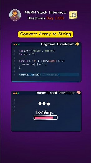 Convert Array to String in JavaScript | Beginner vs Experienced Developer #shorts #jsinterview