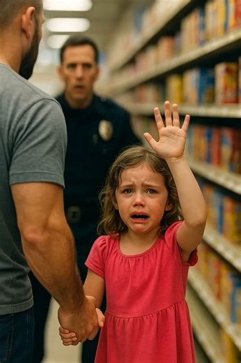 The Little Girl Lifted Her Hand With All Five Fingers Spread — But It Wasn’t a Simple Greeting. It Was a Quiet Plea for Help, a Hidden Signal Only a Trained Eye Could Recognize. The Officer’s Expression Changed Instantly — And What Happened Next Was Something No One in the Supermarket Saw Coming Officer Daniel Reyes froze — and what happened next turned the calm supermarket into chaos. The cereal aisle was quiet except for the hum of the lights and the occasional squeak from a cart. Officer Reye