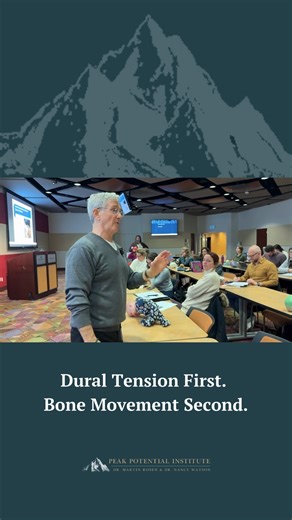 When assessing A to P motion with slight sacral rotation, don’t chase movement—feel for imbalance. Is the occiput restricted while the sacrum moves excessively? Does the sacrum drop to one side and get stuck? You are not trying to “move a bone.” A dural adjustment is about changing: • The tension within the dural meningeal system and its attachment points • The fluctuation of cerebrospinal fluid in the subarachnoid space This is neurological work. Refine your indicators and adjust with intention
