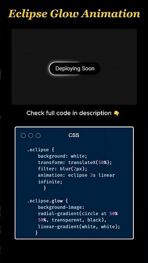 Eclipse Glow Animation Using HTML, CSS & Tailwind ✨ | UI Effect #Shorts