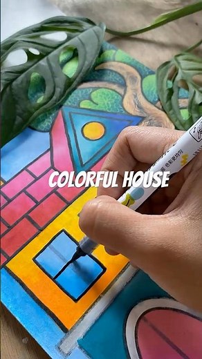 COLORING A COLORFUL HOUSE #satisfying #coloring #art