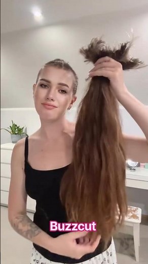 Shaving My Very Long Hair Off 💇‍♀️ #buzzcut #shavehead #longtoshort