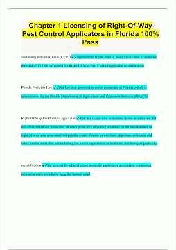 Chapter 1 Licensing of Right Of Way Pest Control Applicators in Florida 100 Pass