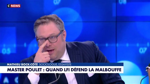 ⚡️🇫🇷VIDÉO -Master Poulet et « grand remplacement » : tout est bon pour cliver sur #CNews, où un commentateur assure qu’« une autre civilisation et un autre continent » sont en train de s’installer en France, avec « le crousty qui a remplacé le kebab, qui a remplacé le couscous ».
