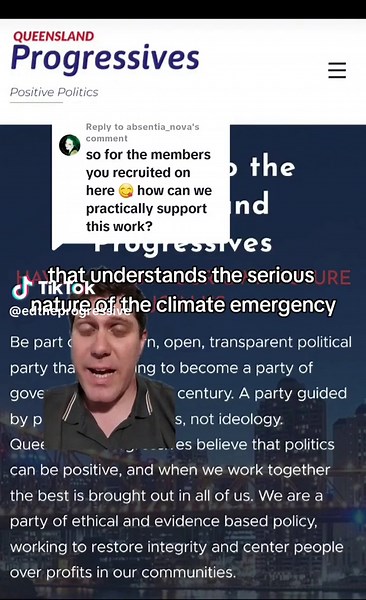 Replying to @absentia_nova we're working on a communications platform for members, but while we get that up and running one of the best ways people can help Queensland Progressives is to spread the word! We need 500 members in Queensland to register at the state level, and with council and state elections only next year the time to get started is now! Talk to your friends and family and send them to queenslandprogressives.au to read our policies and join the party.