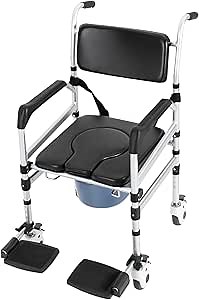 Amazon.com: PEPE Mobility - 3 in 1 Bedside Commodes for Adults, Potty Chair for Seniors, Urinal with Bucket, Adjustable Toilet Safety Rail, Gray : Health & Household
