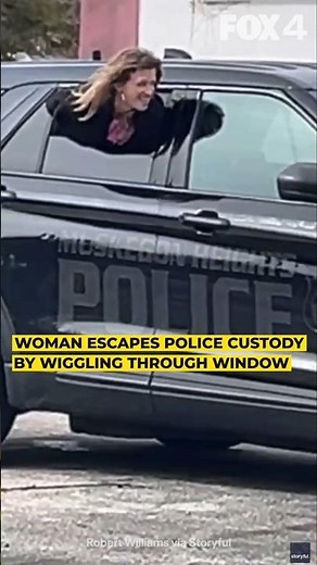 Woman wiggles out of police custody through open car window