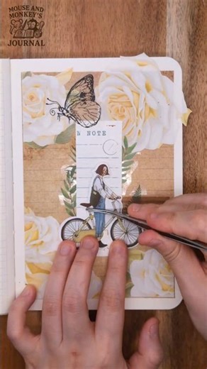 🚲 Romantic Journaling ASMR 🤍 Bicycle Girl & White Roses 🦋 Soft Collage Aesthetic #shorts #asmr