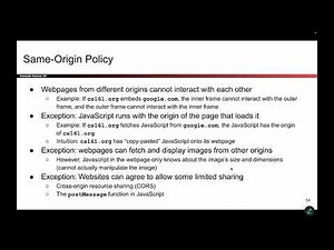 [WebSec1, Video 15] Same-Origin Policy Exceptions