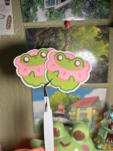 Pink Flower Frog Sticker, Waterproof Vinyl Nature Art, Laptop Decal - Etsy