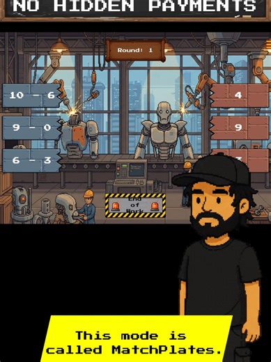 MatchPlates is our mode inside Math Conquerors: match tiles by pairing the math task (left) with the correct result (right). Win 10 rounds to unlock a reward a fully assembled robot picture. Calm visuals, zero ads, just focused fun. Can you beat all 10? #MathConquerors #NoAds #EducationalGame #PuzzleGame #IndieDev