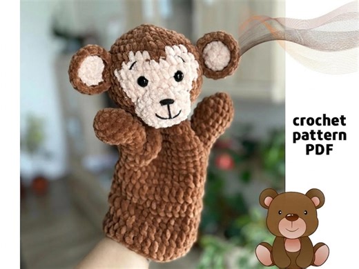 Monkey Crochet Hand Puppet Pattern PDF Amigurumi Monkey Pdf Crochet Safari Jungle Puppets Patterns - Etsy