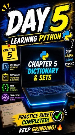 Day 5 of Learning Python 🐍 | Dictionary & Sets🔥 #shorts #codewithharry #python #coding #day5