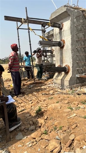 PSC girder stressing in progress