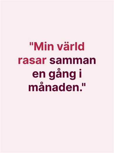 🩸 HAR DU MENS, ELLER? 🤬 Nej, men PMS. Nästan 8 av 10 som har mens upplever PMS i någon form. Det innebär att humöret försämras perioden innan mens. Kroppen kan också kännas svullen och brösten ömma. 💔 För vissa blir symtomen så svåra att vardagens påverkas – det kallas PMDS, en svårare variant som drabbar cirka 3-5 procent. 😞 Symtomen är inte bara ”lite dåligt humör”. De kan innebära kraftiga humörsvängningar, ångest, nedstämdhet, irritation och trötthet – ibland från ägglossning ända fram t