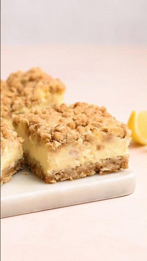 Lemon cheesecake crumb bars. recipe link in description. #lemondessert