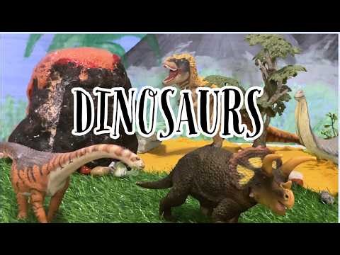 Learn Dinosaur names for kids| Diorama build with Erupting volcano!