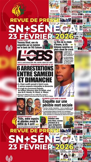 🛑 REVUE DE PRESSE RFM 23 FÉVRIER 2026 🇸🇳#revuedepresse #revuedepressewolof #rfm #revuedepressesenegal #senegalaise_tik_tok