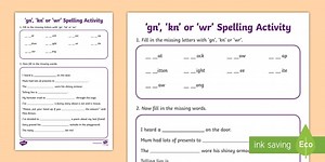 'gn', 'kn' or 'wr' Spelling Activity