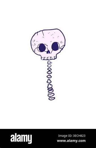 pressure popping animation of cartoon spooky skull and spine Stock Video Footage - Alamy