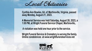 Martinsville and Henry County obituaries for August 30, 2023 | BTW21 | Facebook