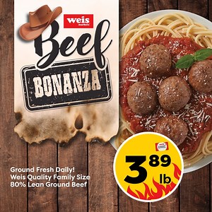 Yee-haw for Beef Bonanza! 🤠 🥩 Stock up on all of your favorite beef products this week at Weis! Shop Now - https://www.weismarkets.com/shop/?query=beef&page=1&pagesize=80&department_id=140&apply_user_tags=1 | Weis Markets