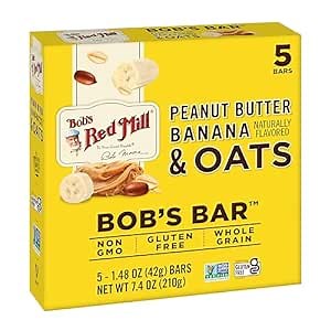 Bob's Red Mill 5pk PB Banana & Oats Bar, 5 bars (Pack of 1) - Non GMO, Gluten Free, Kosher