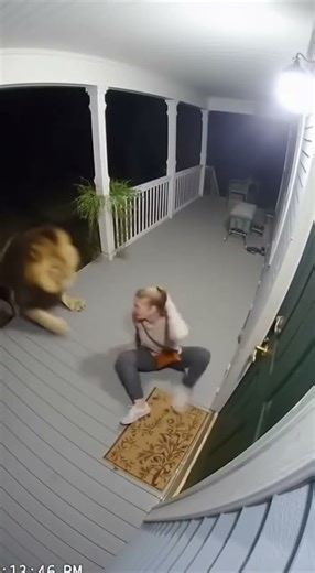 A Lion At My Door! Don't Open The Door! #wildliferescue #backyardattack #fypシ #animals #lion #ai