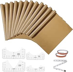 Hiboom 12 Pcs Sheet for Heat Press Transfer Paper 16 x 20 with 4 T Shirt Alignment Ruler, 2 Heat Resistant Tape and Tape Measure Kit for Craft Mat Iron