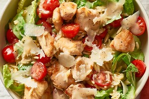 Recipe: Crispy Chicken Caesar Orzo Salad