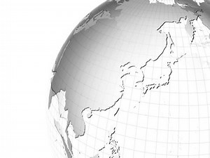 Zoom to China and then to Hong-Kong. Globe with transparent oceans and very detailed texture map. NTSC