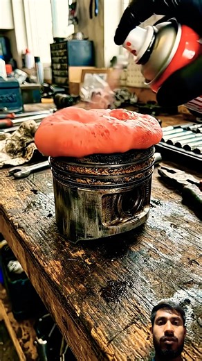 how to Pink Foam & FIRE! 🤯 Ultimate Engine Piston Restoration ASMR #shorts #mechanic