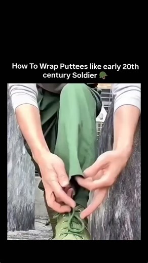 Lucky Clips on Instagram: "The person in the video is demonstrating how to wear puttees with boots. A puttee is a strip of cloth, often wool, wound spirally around the lower leg from the ankle to the knee for support and protection. Key Information Purpose: Puttees provide compression and protection to the lower leg and help seal the gap between low-cut boots and trousers, similar to a high boot or gaiter. Historical Context: They were commonly used by many armies (including British and US force
