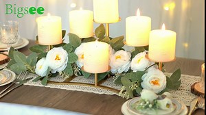 DIY 6 Fireplace Candelabra Candle Holder for Flameless or Wax Pillar Candle - Black Matte Branch Candle Display Stand for Table Centerpieces Wedding Party