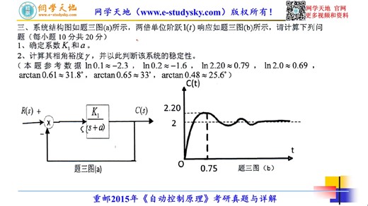 重庆邮电大学重邮805自动控制原理考研真题答案网学天地重邮自动化控制工程考研