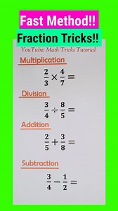 FAST Method: Fraction Tricks!! 😲 Follow & Like our Page for MORE Tricks Videos! 🔴 Facebook: Math Tricks Tutorial 👇👇👇 https://www.facebook.com/MathTricksTutorial 🔴 Facebook Group: Math Tricks Tutorial 👇👇👇 https://www.facebook.com/groups/851236926077371/?ref=share_group_link 🔴 YouTube: Math Tricks Tutorial 👇👇👇 https://www.youtube.com/@MathTricksTutorialVideos 🔴 Instagram: Math Tricks Tutorial 👇👇👇 https://www.instagram.com/math_tricks_tutorial/ 🔴TikTok: Math Tricks Tutorial 👇👇👇