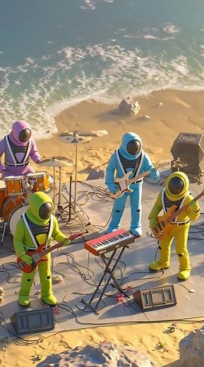 alien rock band in the beach #dragon