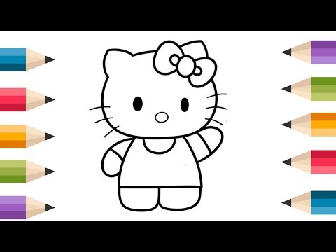 Cute Hello Kitty Drawing, Painting and Coloring For Kids and Toddlers_ Easy Drawing 🎨🎨🎨