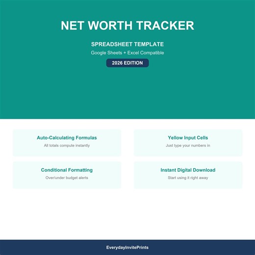 Net Worth Tracker Spreadsheet Google Sheets Excel Financial Dashboard Wealth Tracker Digital Download - Etsy