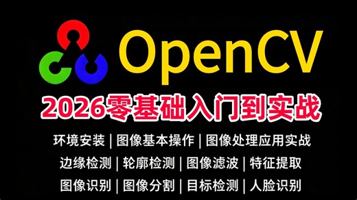 【2026最新OpenCV】零基础入门到实战教程，整整100集！AI大佬带你一口气学透OpenCV环境安装配置 图像基本操作 图像处理应用实战，全程干货！-AI